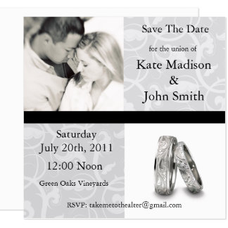 Save The Date Mariage noir et blanc "Enregistrer la date"