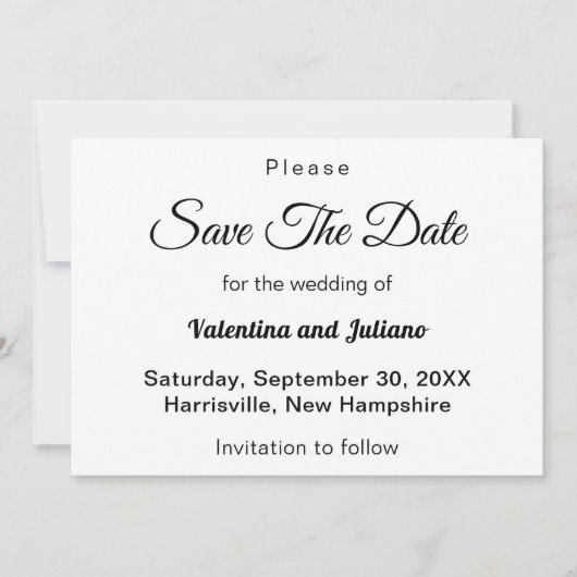 Save The Date Mariage noir et blanc Enregistrer la date (Devant)