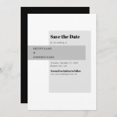 Save The Date Mariage noir et blanc moderne (Devant / Derrière)