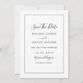 Save The Date Mariage Noir Et Blanc Moderne (Devant)