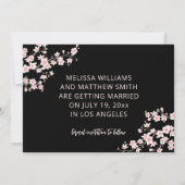 Save The Date Mariage Noir Fleur de Cerisier Rose Rougissante (Dos)