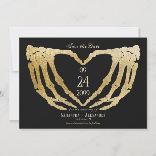 Save The Date Mariage noir gothique : Mains de squelette jusqu'à (Devant)