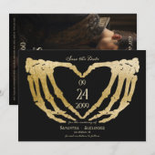 Save The Date Mariage noir gothique : Mains de squelette jusqu'à (Devant / Derrière)