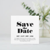 Save The Date Mariage noir moderne (Debout devant)