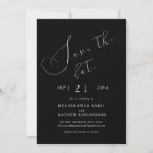 Save The Date Mariage noir moderne chic (Devant)