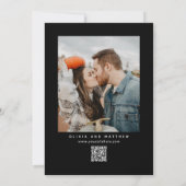Save The Date Mariage Noir | Photo & Code QR à Typographie Épuré (Dos)