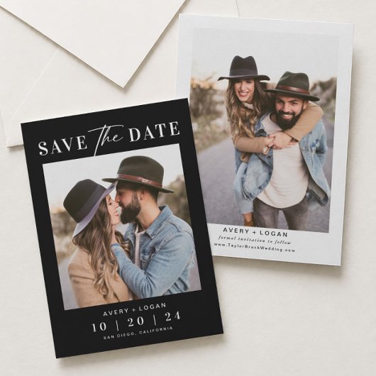 Save The Date Mariage Noir Photo Moderne