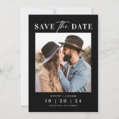 Save The Date Mariage Noir Photo Moderne (Devant)