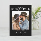 Save The Date Mariage Noir Photo Moderne (Debout devant)