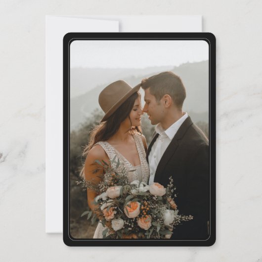 Save The Date Mariage noir photo simple et élégant (Dos)