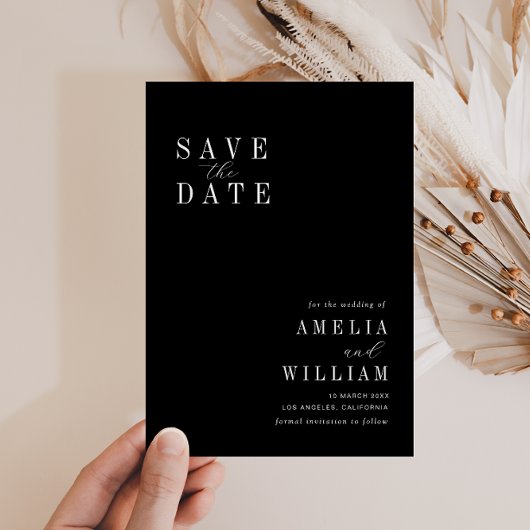 Save The Date mariage noir simple Enregistrer la date
