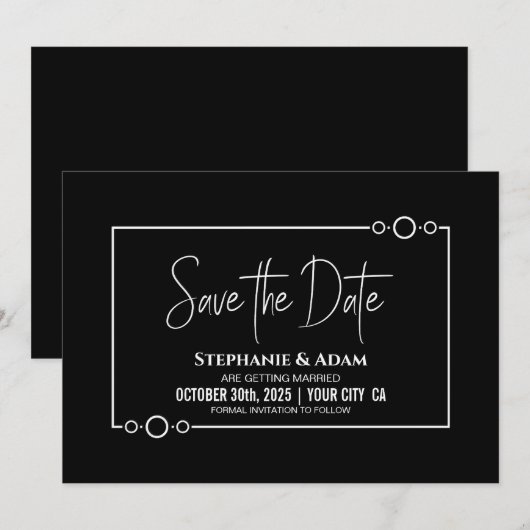 Save The Date Mariage noir simple Enregistrer la date (Devant / Derrière)