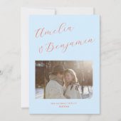 Save The Date Mariage Noms de Couple Écriture Gras Bleu Clair Or (Devant)