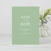 Save The Date Mariage Non Photo Enregistrer La Date Sage Green (Debout devant)