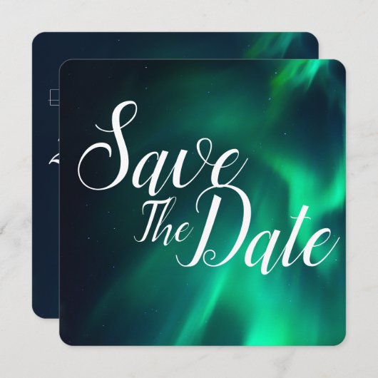 Save The Date Mariage Northern Lights Enregistrer La Date (Devant / Derrière)