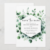 Save The Date Mariage numérique Boho Eucalyptus élégant (Devant / Derrière)