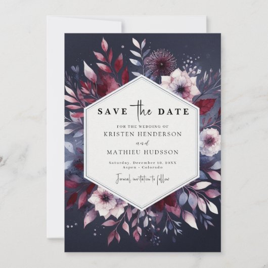 Save The Date Mariage numérique chic de Bourgogne (Devant)