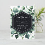 Save The Date Mariage numérique chic et moderne à l'eucalyptus (Debout devant)