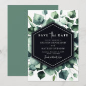 Save The Date Mariage numérique chic et moderne à l'eucalyptus (Devant / Derrière)