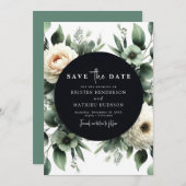Save The Date Mariage numérique Chic Green Eucalyptus (Devant / Derrière)