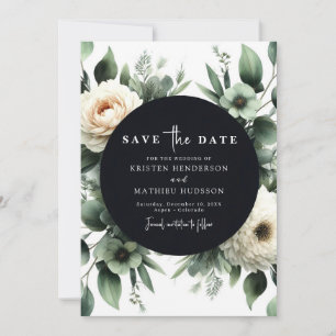Save The Date Mariage numérique Chic Green Eucalyptus