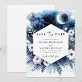 Save The Date Mariage numérique chic sur la Lune (Devant / Derrière)