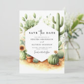 Save The Date Mariage numérique de cactus minimal (Debout devant)