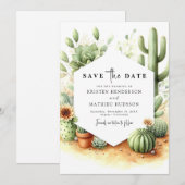Save The Date Mariage numérique de cactus minimal (Devant / Derrière)