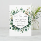 Save The Date Mariage numérique écologique minimal Eucalyptus (Debout devant)