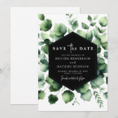 Save The Date Mariage numérique Eucalyptus à feuilles blanches (Devant / Derrière)