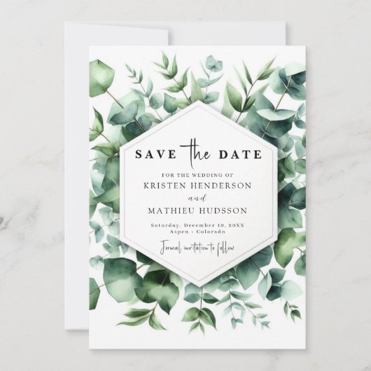 Save The Date Mariage numérique Eucalyptus Botanique (Devant)