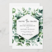 Save The Date Mariage numérique Eucalyptus Botanique (Devant / Derrière)