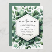 Save The Date Mariage numérique Eucalyptus de verdure rustique (Devant / Derrière)