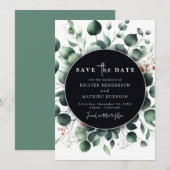 Save The Date Mariage numérique Eucalyptus en typographie (Devant / Derrière)
