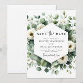 Save The Date Mariage numérique Eucalyptus Feuille moderne (Devant / Derrière)