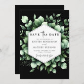 Save The Date Mariage numérique Eucalyptus feuille rustique (Devant / Derrière)