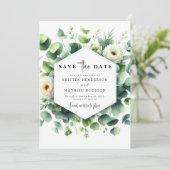 Save The Date Mariage numérique Eucalyptus feuille unique (Debout devant)