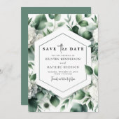 Save The Date Mariage numérique Eucalyptus floral modifiable (Devant / Derrière)