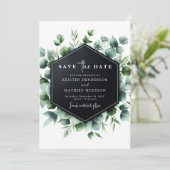 Save The Date Mariage numérique Eucalyptus Russe moderne (Debout devant)
