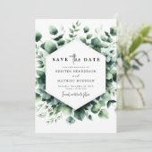 Save The Date Mariage numérique Eucalyptus Rustique (Debout devant)