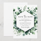 Save The Date Mariage numérique Eucalyptus Rustique (Devant / Derrière)