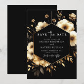 Save The Date Mariage numérique imprimable en or et noir (Devant / Derrière)