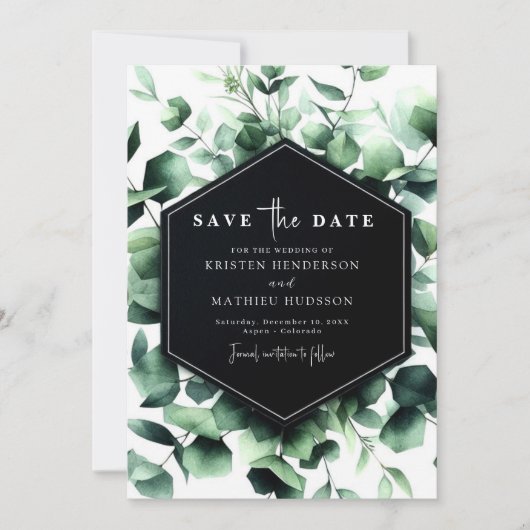 Save The Date Mariage numérique minimal Floral Eucalyptus (Devant)