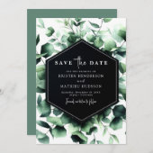 Save The Date Mariage numérique minimal Floral Eucalyptus (Devant / Derrière)