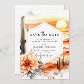 Save The Date Mariage numérique moderne Cactus (Devant / Derrière)