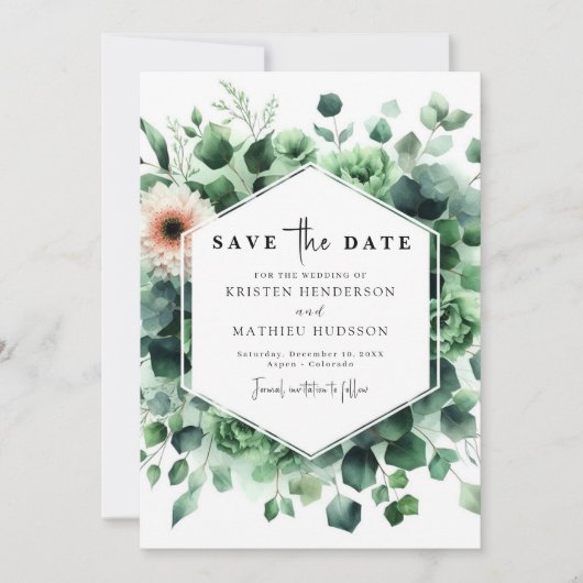 Save The Date Mariage numérique simple Russe Eucalyptus (Devant)