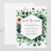 Save The Date Mariage numérique simple Russe Eucalyptus (Devant / Derrière)