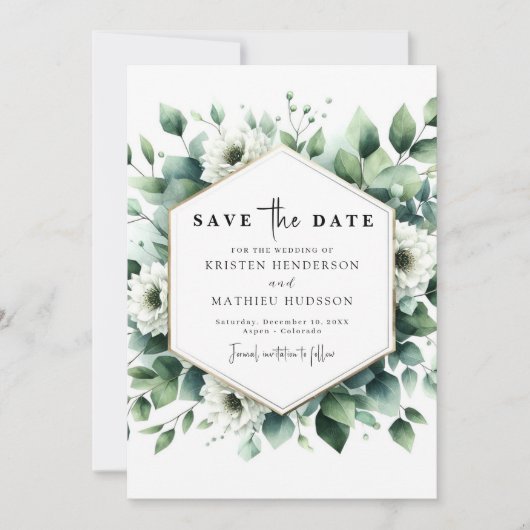 Save The Date Mariage numérique simple Whimsical Eucalyptus (Devant)