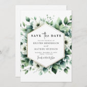 Save The Date Mariage numérique simple Whimsical Eucalyptus (Devant / Derrière)