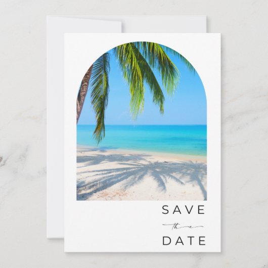 Save The Date Mariage numérique Tropical Palm Tree Beach (Devant)